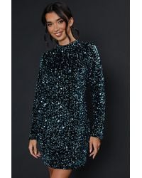 Dorothy Perkins - Velvet Sequin Mini Dress - Lyst