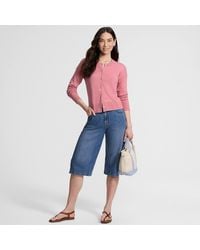 Lands' End - Fine Gauge Cropped Cotton Cardigan - Lyst