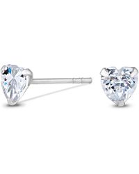 Simply Silver - Sterling Silver 925 With Cubic Zirconia 5mm Heart Stud Earrings - Lyst