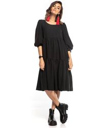 Love Lace - Boat Neck Ruffle Dress With Bouffant Sleeves - Lyst