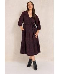 Evans - Floral Midi Wrap Dress - Lyst