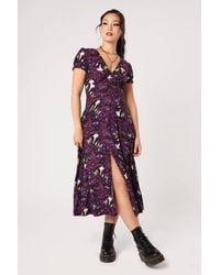 Hell Bunny - Deadly Bouquet Dark Floral Moth Print Midi Dress - Lyst