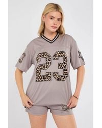 Stylewise - Leopard Print Oversized T-Shirt & Shorts Co-Ord Set - Lyst