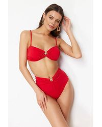 WOVCOR - High Waist Hardware Detail Shaping Bikini Bottom W/ Front Accent - Lyst