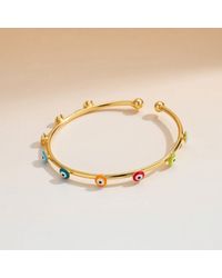 The Colourful Aura - Turkish Evil Eye Adjustable Boho Geometric Open Bracelet Bangle - Lyst