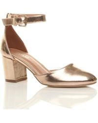 AJVANI - Mid Block Heel Ankle Strap 2 Part Heels - Lyst