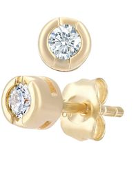 Jewelco London - 9ct Gold Round 15pts Diamond Solitaire Stud Earrings - Pe0axl1570y - Lyst
