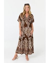 Izabel London - Paisley Relaxed 1/2 Sleeve Maxi Dress - Lyst
