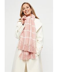 Dorothy Perkins - Pink & White Check Blanket Scarf - Lyst
