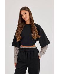 CERNUCCI - Cropped Oversized T-Shirt With Layered Shirt - Lyst