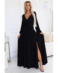 Love Lace - Relaxed Long Sleeve Maxi Dress With Slit - Lyst