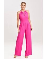 Love Lace - Sleeveless Wide Leg Jumpsuit With Slit & Pockets - Lyst