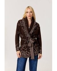 Liquorish - Paisley Fringe Wool Blend Cardigan - Lyst