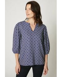 MAINE - Geo Notch Front 3/4 Sleeve Top - Lyst