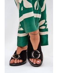 Love Lace - Flat Sandals With Drative Front & Adjustable Buckle Strap - Lyst