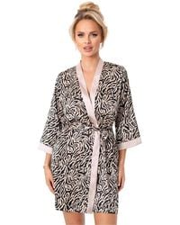 KDMD - Satin Print Dressing Gown With Belt - Lyst