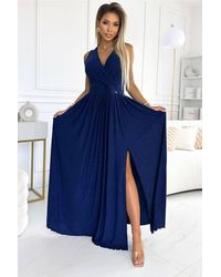 Love Lace - Glitter Sleeveless Maxi Dress With Slit & Zip - Lyst