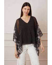 Wallis - Placement Print V Neck Overlay Top - Lyst