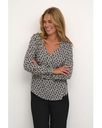 Kaffe - Amber V-Neck Printed Casual Fit Blouse - Lyst