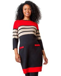 Roman - Petite Stripe Print Pocket Jumper Dress - Lyst