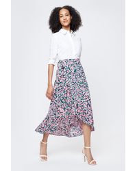 Dorothy Perkins - Tall Pink & Green Floral Wrap Skirt - Lyst