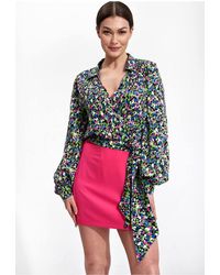 Love Lace - Unlined Mini Skirt With Side Zip & Front Slit - Lyst