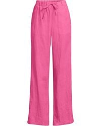 Lands' End - Premium Pure Linen Pull-On Wide Leg Trousers - Lyst