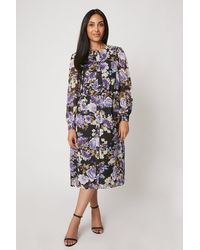 Wallis - Petite Purple Floral Button Through Shirt Dress - Lyst