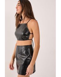 Nasty Gal - Vinyl Faux Leather Strappy Crop Top - Lyst