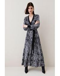 Karen Millen - Space Dye Slinky Knit Animal Jacquard Maxi Dress - Lyst