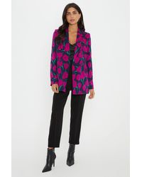 Wallis - Double Breasted Printed Blazer - Lyst