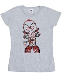 Marvel - Deadpool Love Beam Line Cotton T-Shirt - Lyst