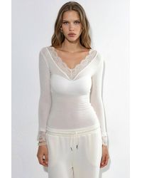 Busem - Long-Sleeve Lace V-Neck Top - Lyst
