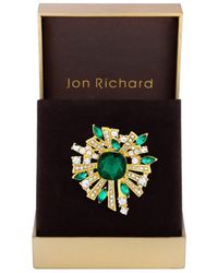 Jon Richard - Gold Plated Emerald And Crystal Statement Brooch - Gift Boxed - Lyst