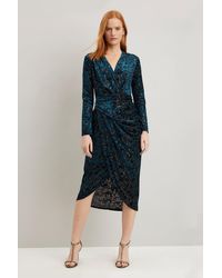 Wallis - Velvet Star Print Wrap Dress - Lyst