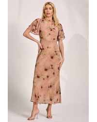 Jolie Moi - High Neck Angel Sleeve Chiffon Maxi Dress - Lyst