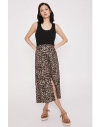 Warehouse - Skirt With Buttons In Animal Print - Lyst