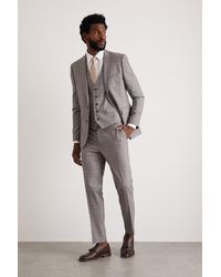 Burton - Skinny Fit Grey Fine Check Suit Trousers - Lyst