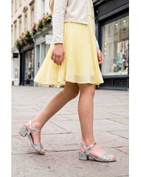 Spot on - Glitter Strap Sandals With Ankle Buckle & Mid Block Heel - Lyst