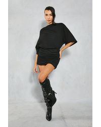 MissPap - Draped Oversized Sleeve T Shirt Dress - Lyst