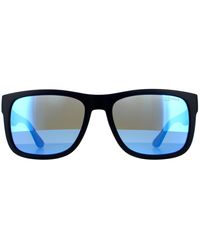 Tommy Hilfiger - Rectangle Matte Blue Blue Mirror Sunglasses - Lyst