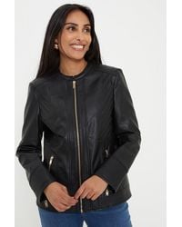 Wallis - Petite Black Faux Leather Seam Detail Jacket - Lyst