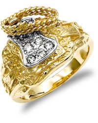 Jewelco London - 9ct Gold Cz Horse Saddle Rope Ring - Jrn054a - Lyst