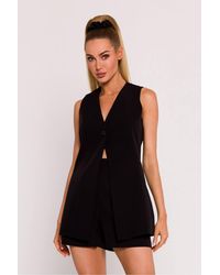 Love Lace - V-Neck Comfortable Gilet With Pockets & Buttons - Lyst