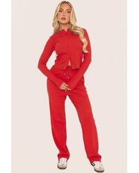 Rebellious Fashion - Button Front Long Sleeve Top & Trouser Loungewear Set - Lyst