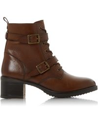 Mid Block Heel Ankle Boots in Brown 