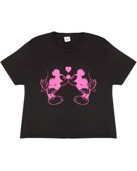 Disney - Mickey Mouse And Minnie Mouse Neon Love Heart Womens Cropped T-shirt - Lyst