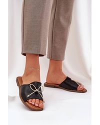 Love Lace - Elegant Flat Heel Bow Flip Flops With Soft Comfort Insole - Lyst
