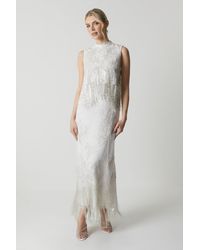 Coast - Premium Organza Overlay Beaded Fringe Column Wedding Dress - Lyst