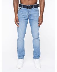 Crosshatch - Princed Classic 5-Pocket Cotton Stretch Jeans With Branded Belt - Lyst